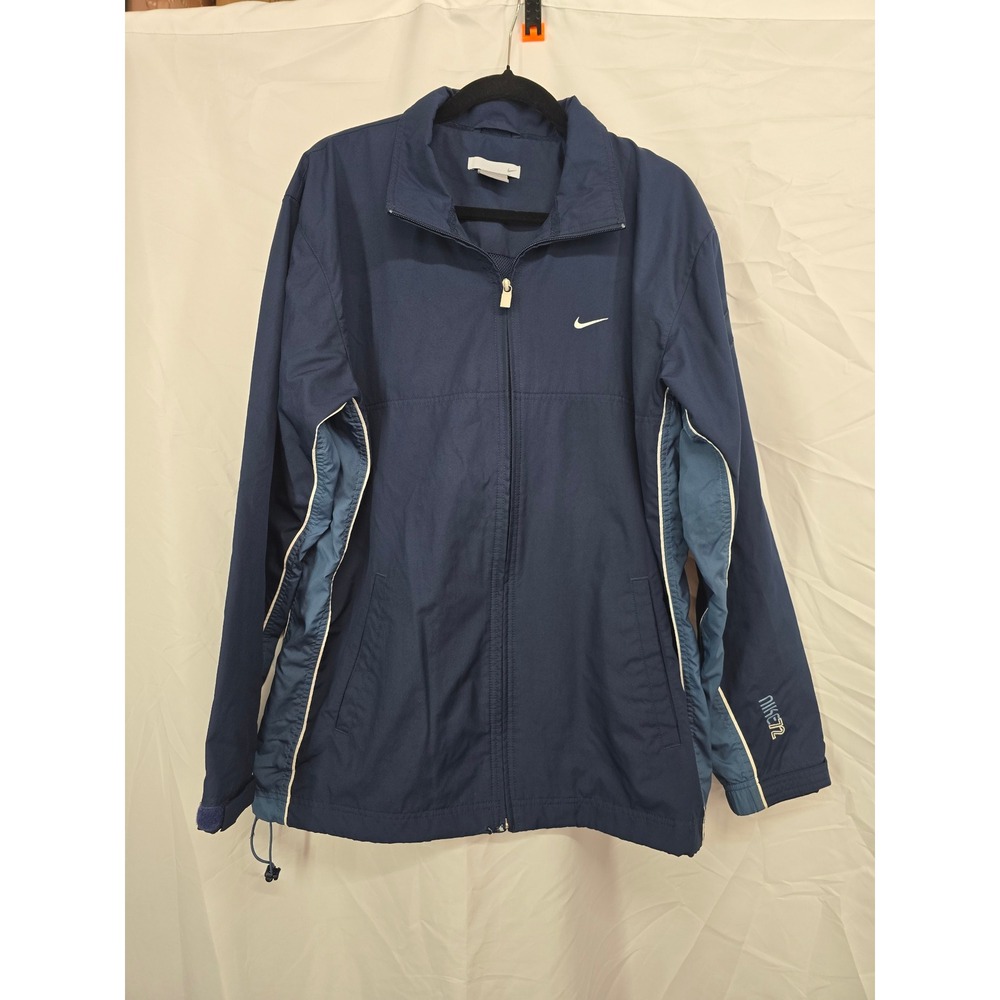 Nike 72 Mens Vintage Windbreaker Full Zip Jacket Navy Blue White‎ Piping Size M